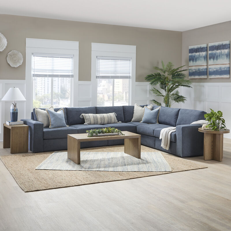Flex Denim 6-Seat Sectional with Wide Arm