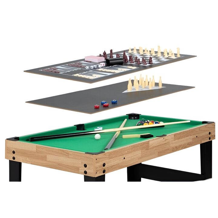 Multi-Function Game Table with 10 Games Including Billiards and Table Tennis