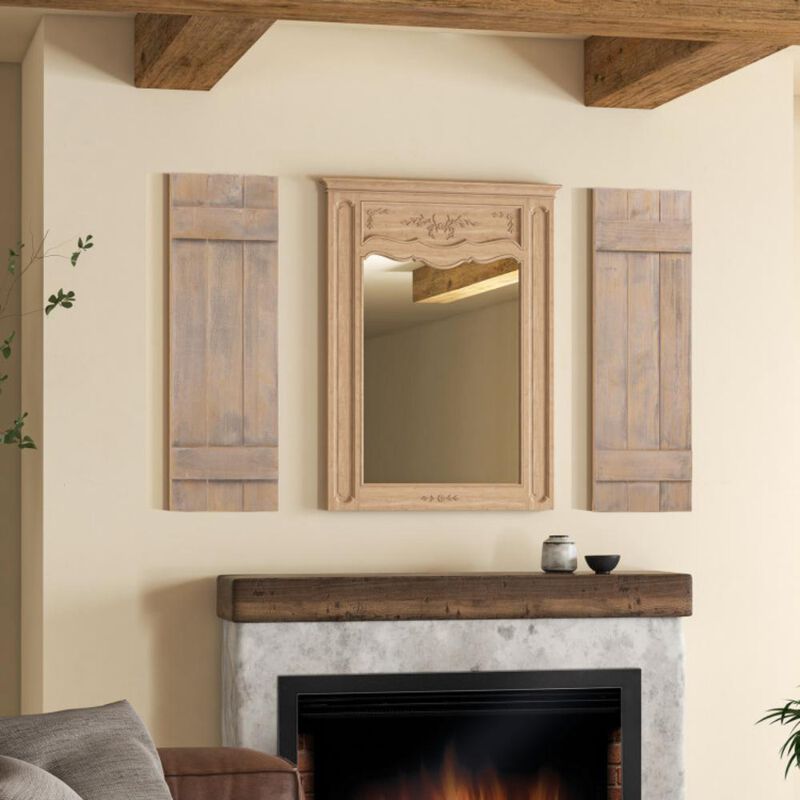 Hivvago 36 x 11 Inch Farmhouse Paulownia Wood Window Shutters Set of 2 for Windows