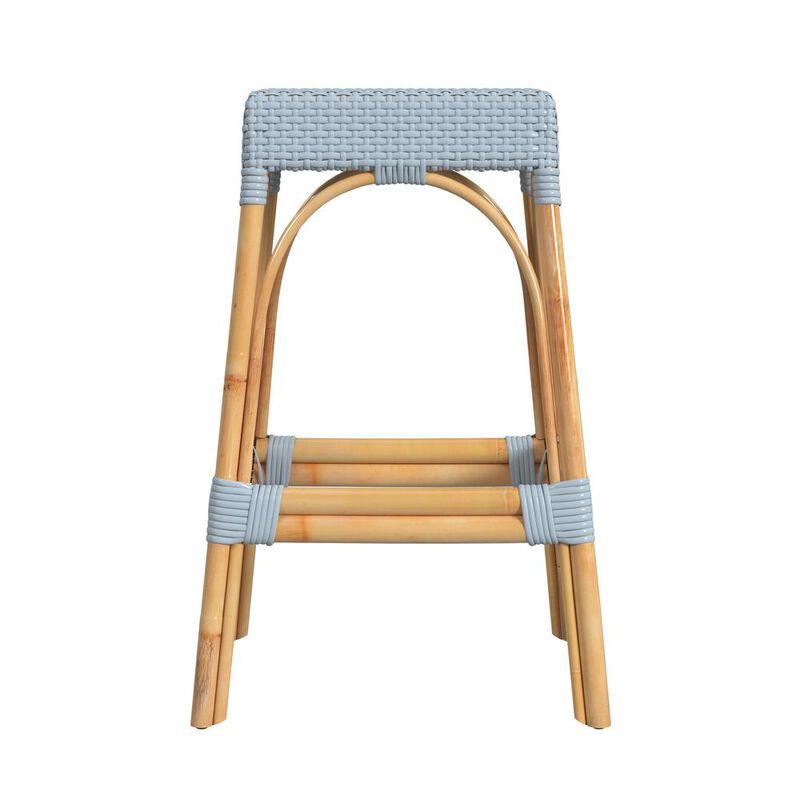 Butler Specialty Robias Rectangular Rattan 30" Bar Stool, Baby Blue image number 2