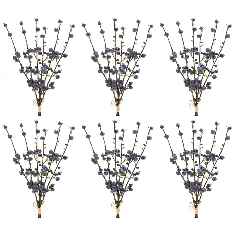 Set of 6 Winter Berry Twig Bundles for Holiday and Seasonal Decor