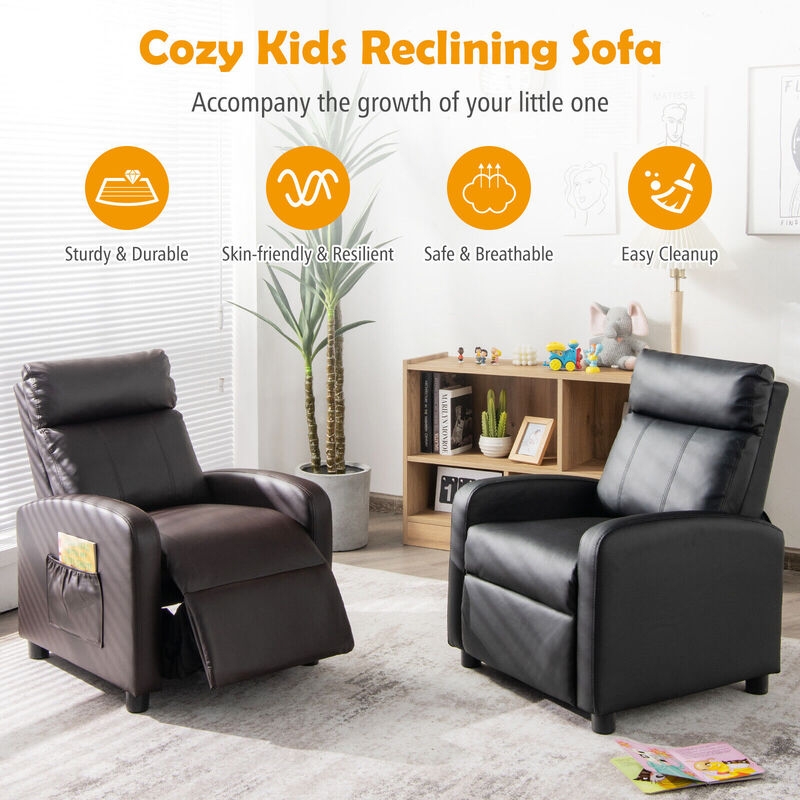Ergonomic PU Leather Kids Recliner Chair for Comfortable Lounge and Relaxation