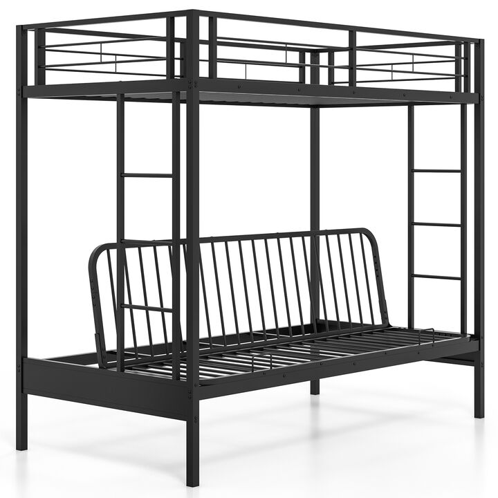 Over Futon Bunk Bed with 2 Ladders and Safety Guardrails