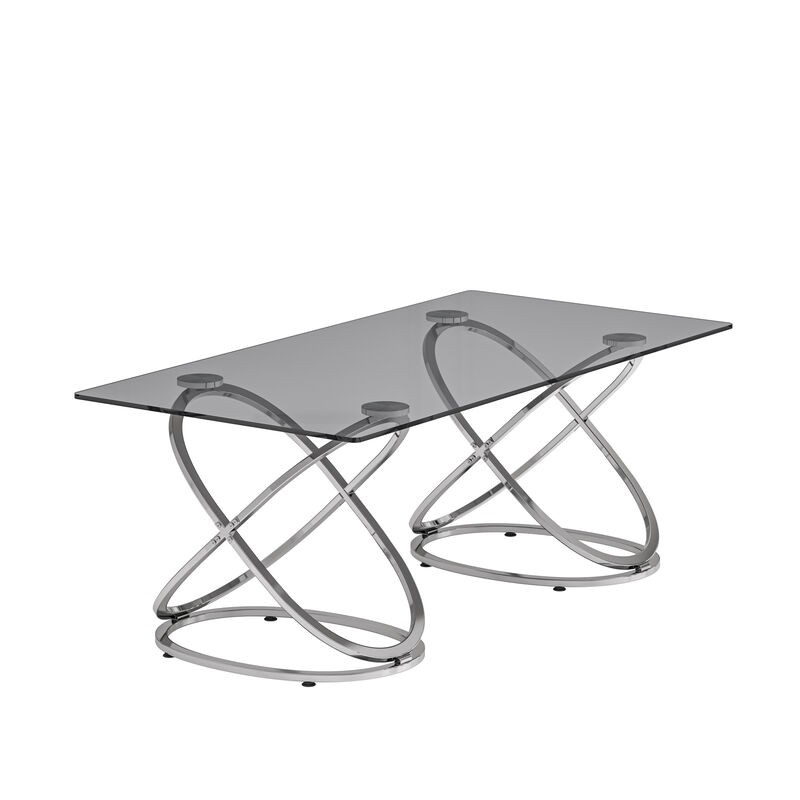 GOODSILO Modern Rectangle Tempered Glass Coffee Table with Sturdy Ring-Shaped Metal Frame Sleek Center Table for Living Room Bedroom Office Use image number 5