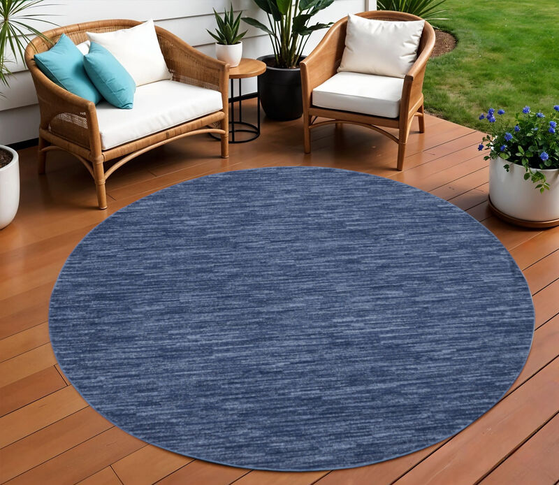 HomeRoots 10' Navy Blue And Denim Blue Round Indoor Outdoor Area Rug image number 1