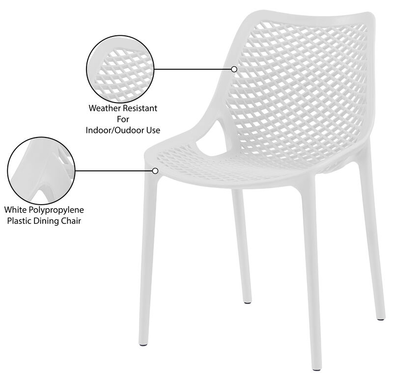 Meridian Furniture Mykonos White Outdoor Patio Dining Chair, Set of 4