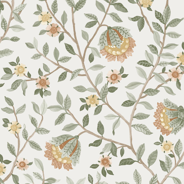 Vintage Botanical Blooms Wallpaper