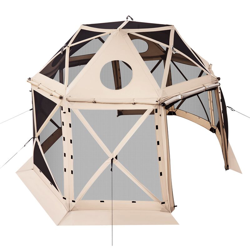Pop Up Screen House Tent for 8-10 People with Removable Canopy and Carry Bag-Beige image number 0