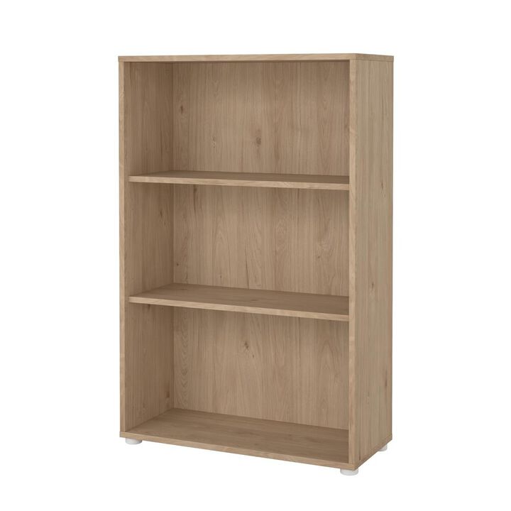 Tvilum Adjustable 3 Shelf Bookcase, Open Storage Home Office Bookshelf, Jackson Hickory
