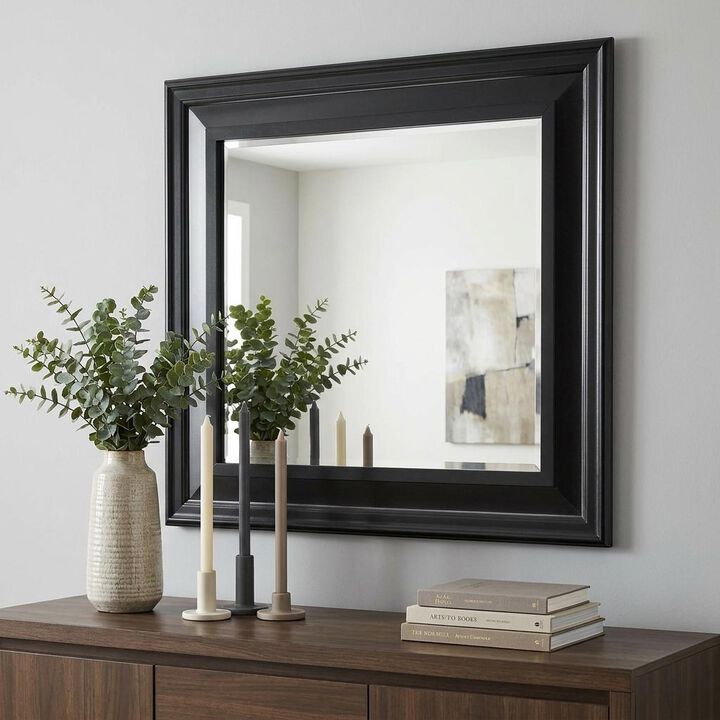 HomeRoots 38" Gray Square Wood Framed Accent Mirror