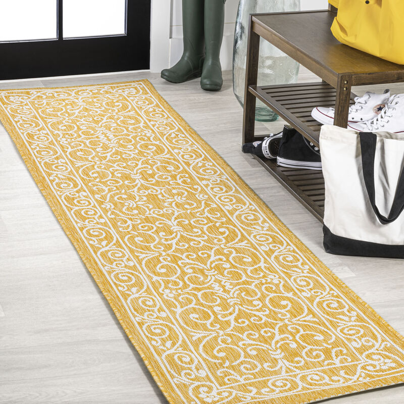 Charleston Vintage Filigree Textured Weave Indoor/Outdoor Area Rug