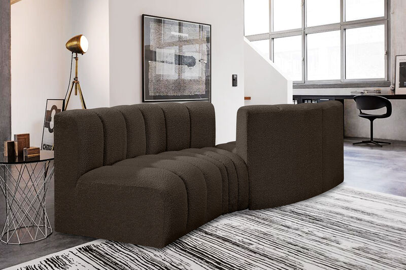 Meridian Furniture Arc Brown Boucle Fabric Modular Sofa image number 1
