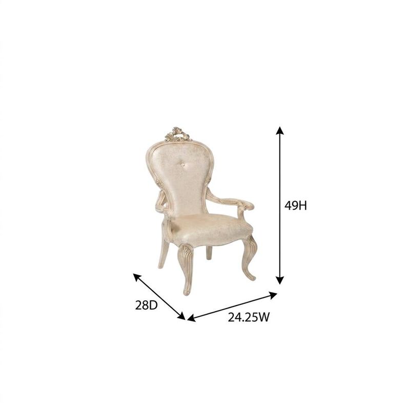Starlight Canyon Home Champagne Velvet Dining Arm Chairs Set of 2 with Rubberwood Frame image number 4