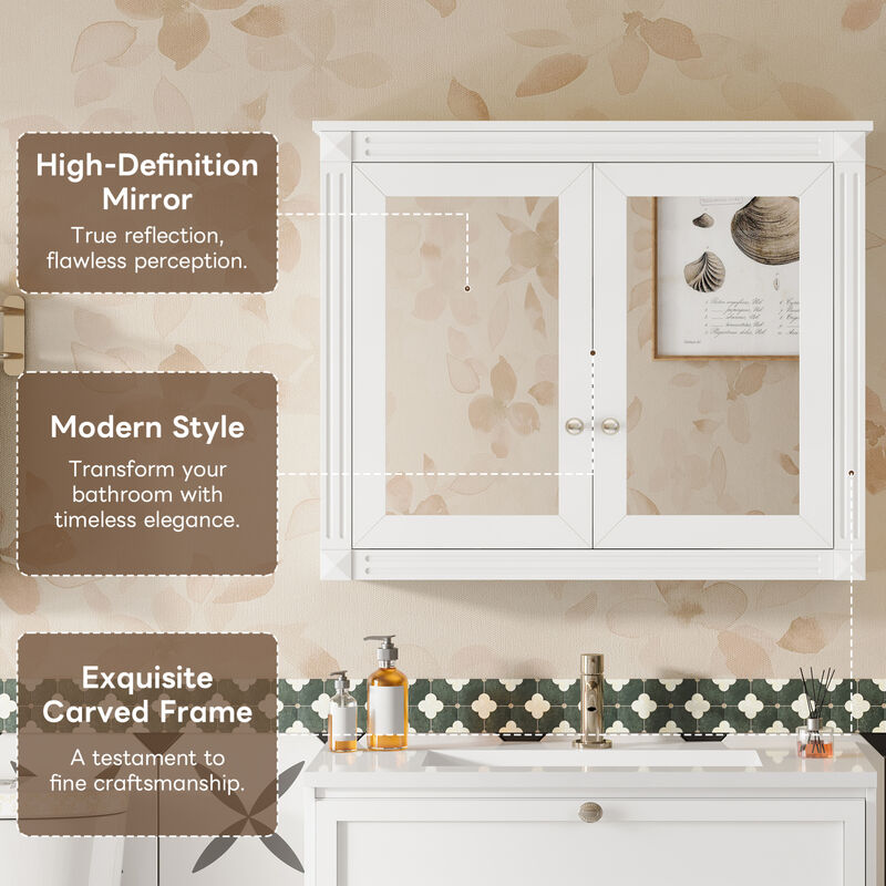 ELEMENT ACE Stylish Wall-Mounted Mirror Cabinet with Adjustable Shelves image number 6
