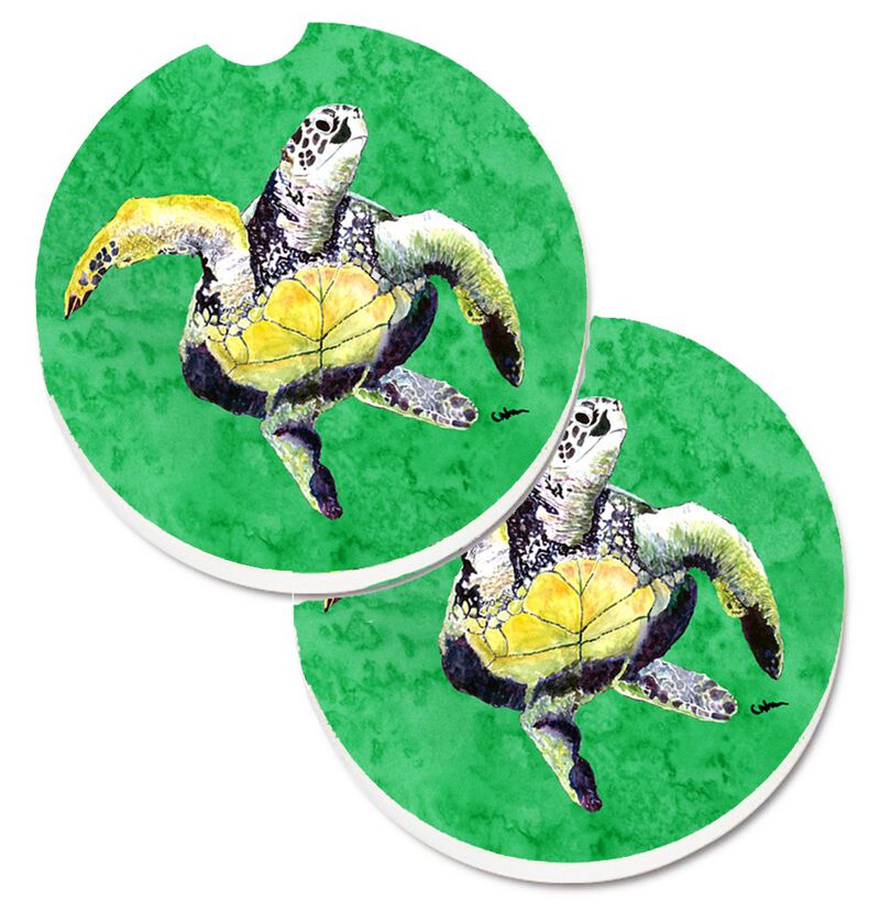 Caroline's Treasures Turtle Set of 2 Cup Holder Car Coasters 8671CARC, 2.56, Multicolor
