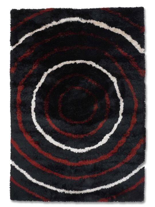 RUGSOTIC CARPETS HAND TUFTED SHAG POLYESTER ECO-FRIENDLY AREA RUGS  - 4'x6', Rectangle, Black Multicolor, Geometric Modern Design, High Pile Thick Handmade Anti Skid Rugs for Living Room K00005