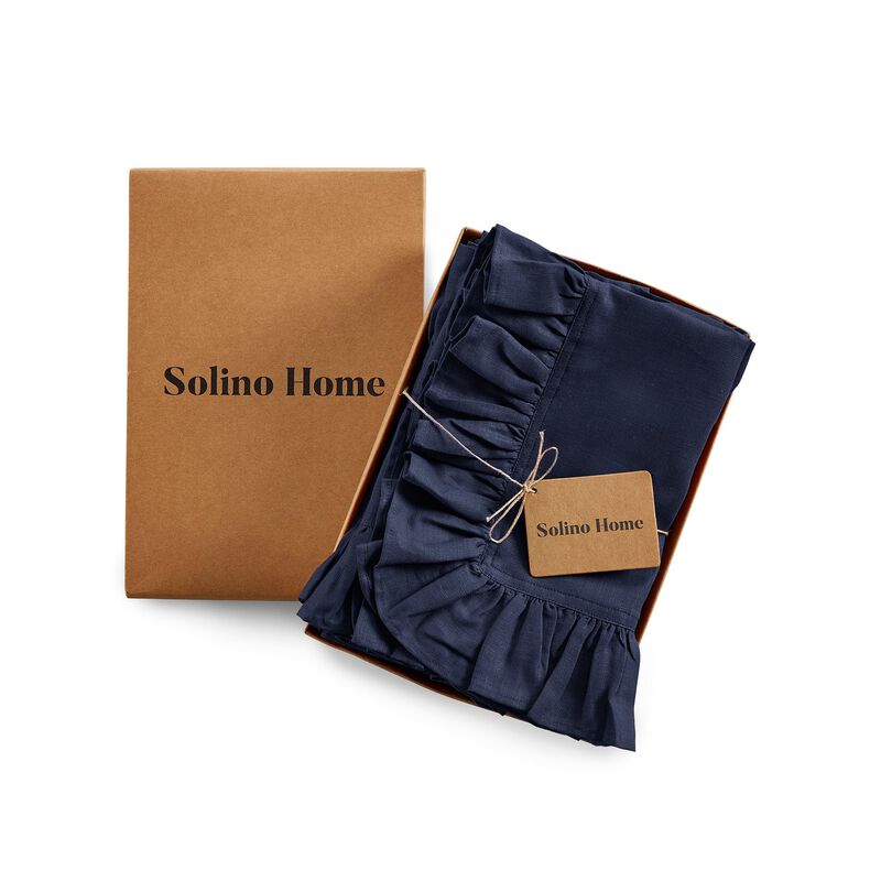 Solino Home Gabrielle Ruffle 100% Linen Dinner Napkins &ndash; Set of 4, 20 x 20 in, Machine Washable, Holiday and Everyday Dining