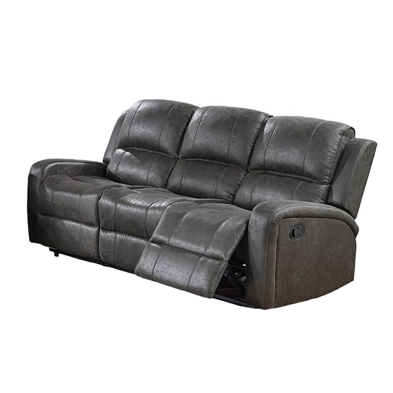 Charles Manual Recliner Sofa, Smoke Gray Faux Leather, Wood, 78 Inch