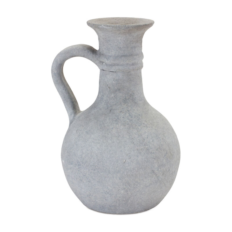 HomeRoots 9" Gray Resin Round Pitcher Vase image number 0