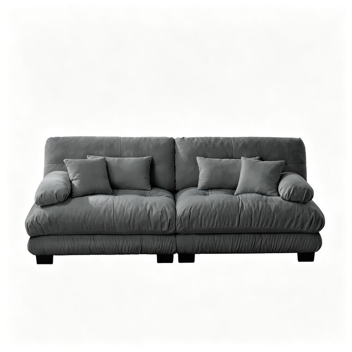 2-Seater Cloud Couch for Living Room, Chenille Fabric Sofa with 2 Lumbar & 2 Throw Pillows, High-Resilience Foam