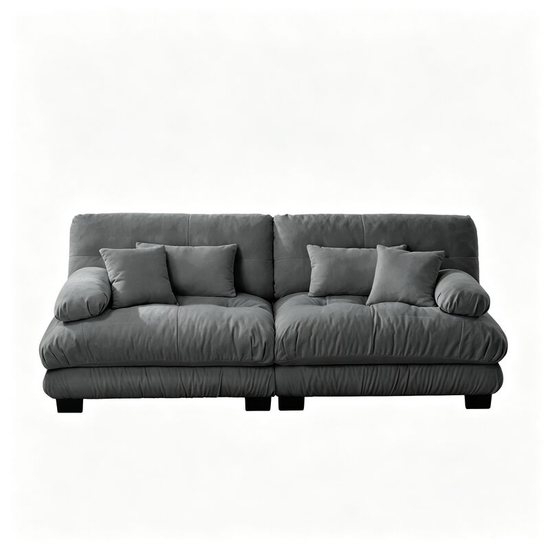 2-Seater Cloud Couch for Living Room, Chenille Fabric Sofa with 2 Lumbar & 2 Throw Pillows, High-Resilience Foam image number 0