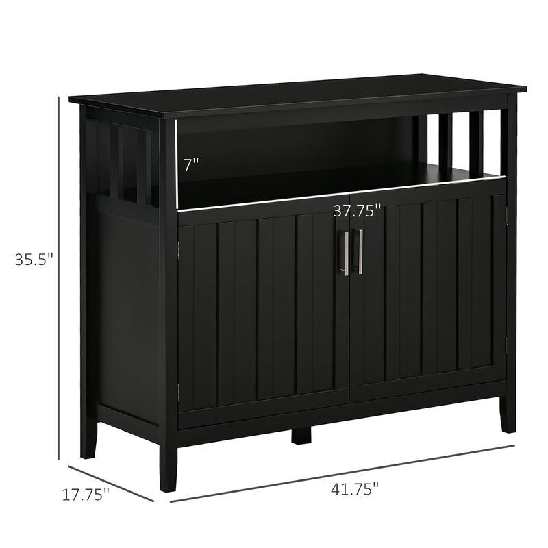 Black Entryway Cabinet: Kitchen Sideboard with 2 Doors and Shelves
