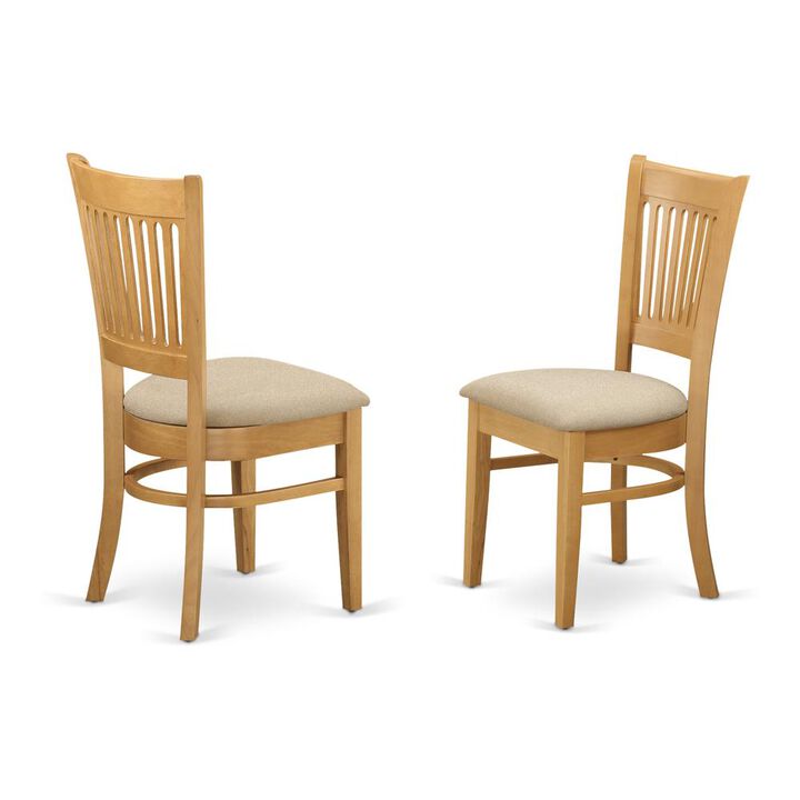 East West Furniture VAC-OAK-C Vancouver Linen Fabric Seat Dining Chairs - Oak Finish set of 2