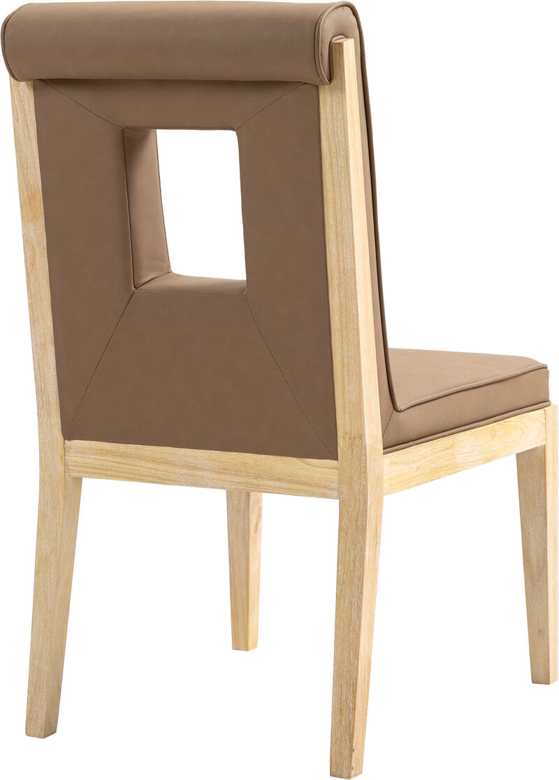 Meridian Furniture Gwendolyn Brown Vegan Leather Dining Side Chair, Set of 2