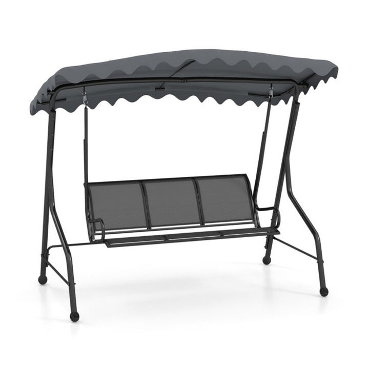 Mondawe 3-Seat Outdoor Porch Canopy Swing with Adjustable Shading