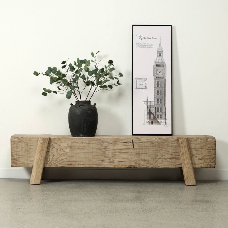 Vintage Reclaimed Wood Bench in Weathered Natural image number 3