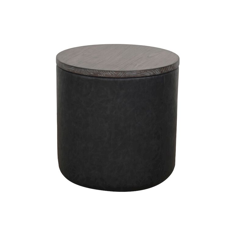 Sunny Designs Modern Round Storage Ottoman with Wood Lid image number 0