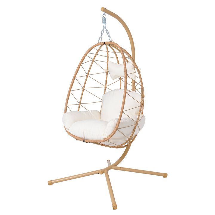 Hivvago Wicker Hanging Egg Chair with Stand