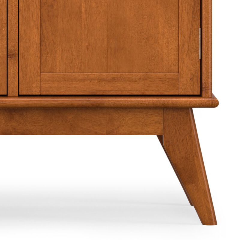 Simpli Home Draper Solid Hardwood Mid Century 4 Door Sideboard Buffet In Teak Brown image number 3