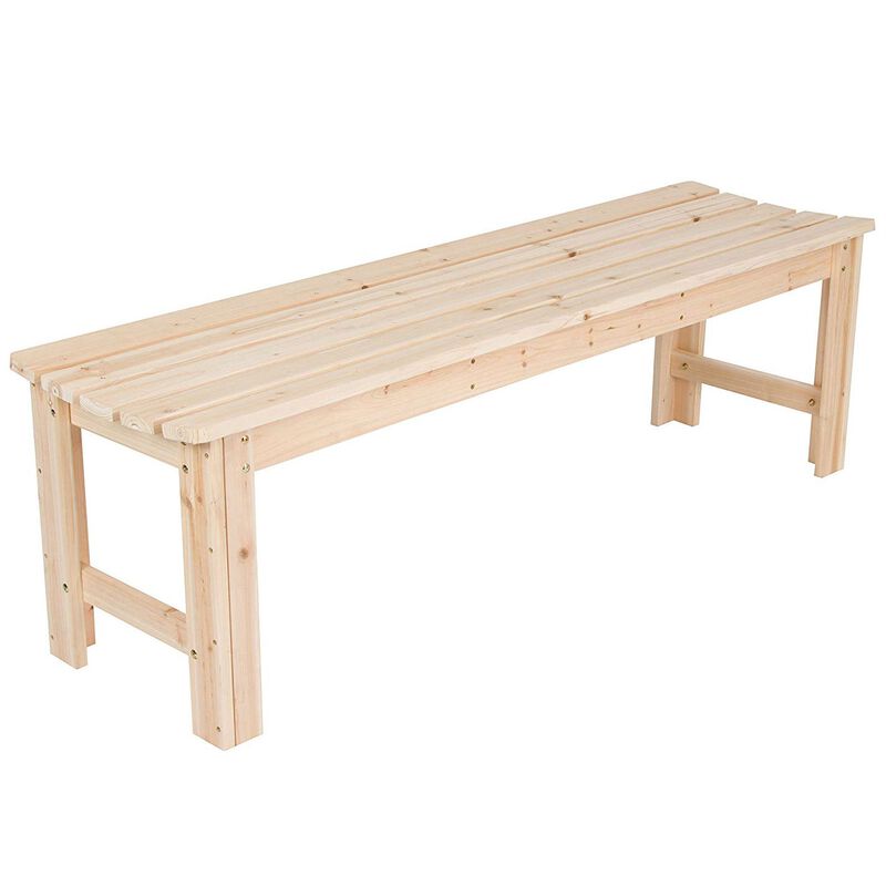 Sturdy Cedar Wood Backless Garden Bench for Deck or Lawn
