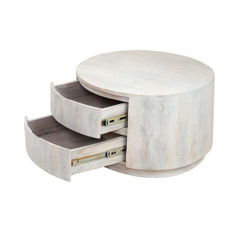 Carolina Living Christa 2-Drawer 30 Round Coffee Table - Whitewash