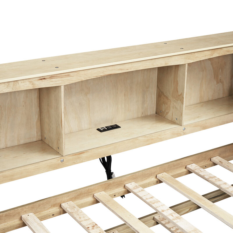 Whisen Morden Design Twin Size Daybed with Trundle, Storage Cabinets and USB Ports image number 2