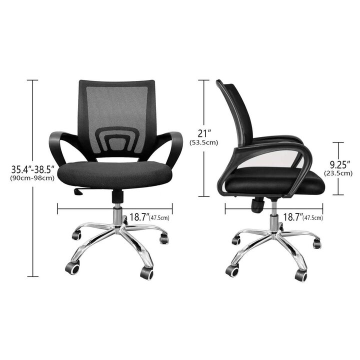 Simple Deluxe Task Office Chair Ergonomic Mesh Computer Chair with Wheels and Arms and Lumbar Support Adjustable Height Study Chair for Students Teens Men Women for Dorm Home Office, Black