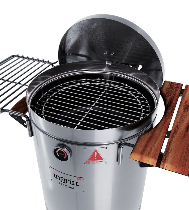 3-in-1 Stainless Steel Smoker Barrel Grill  Premium&ndash; Portable Charcoal BBQ with Thermometer, 40 lbs Outdoor Cooking Smoker for Camping, Backyard & Home BBQ INGRILL image number 9
