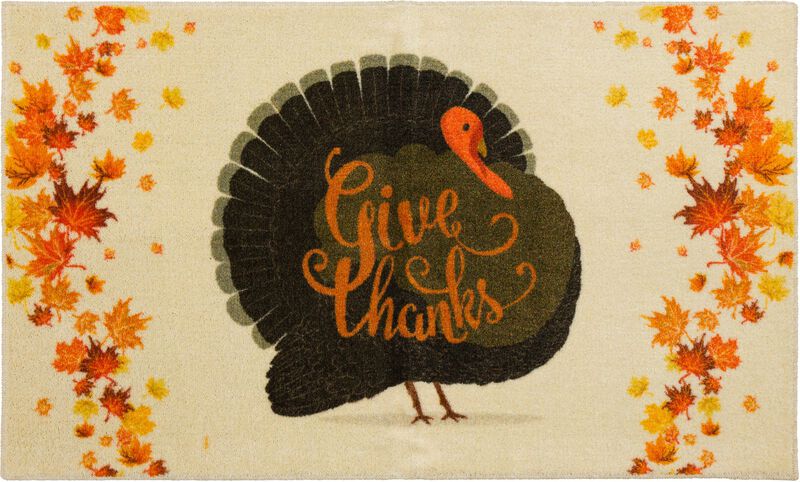 Give Thanks Turkey Cream 2' x 3' 4" Kitchen Mat