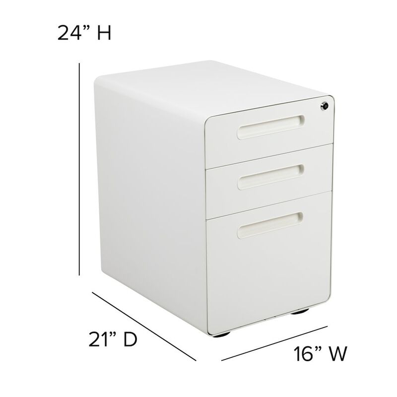 Flash Furniture 3-Drawer Mobile Locking Filing Cabinet with Anti-Tilt Mechanism, White image number 3
