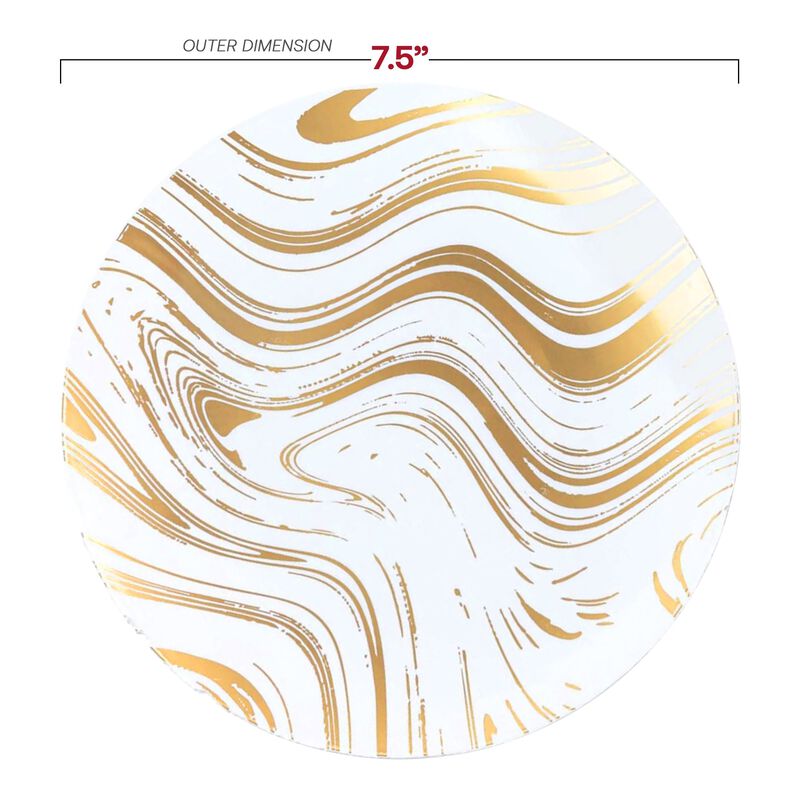 7.5" White with Gold Waves Plastic Salad Plates (120 Plates) image number 2