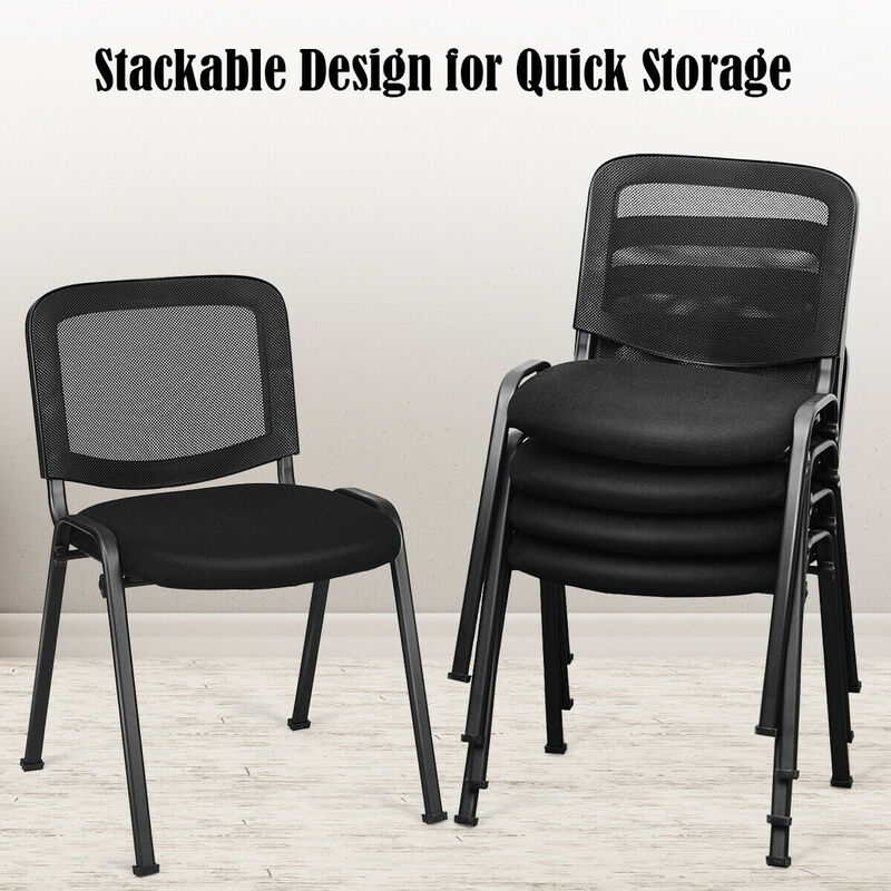 Costway Set of 5 Conference Chair Mesh Back Office Waiting Room Guest Reception Black