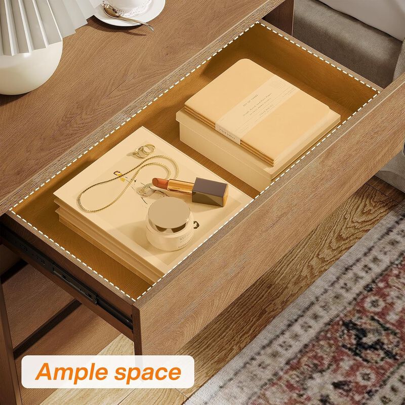 Tribesigns 31.5" Wide Nightstand, Farmhouse Bedside Table with 3 Storage Drawers image number 2