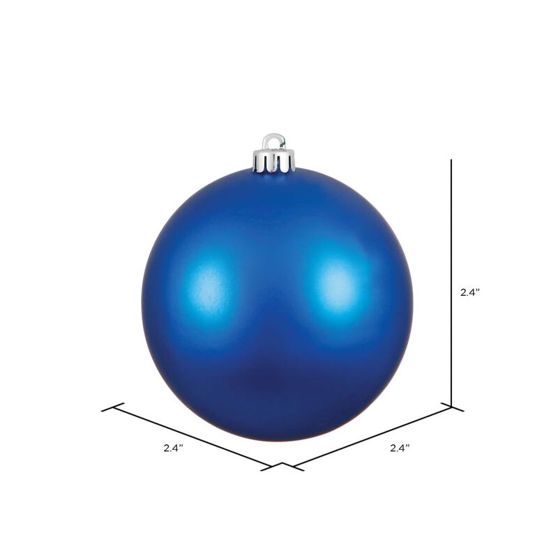 Vickerman 2.4" Christmas Ornament Ball, Blue Matte Finish, Shatterproof Plastic, UV Resistant, Holiday Christmas Tree Decoration, 24 Pack image number 1