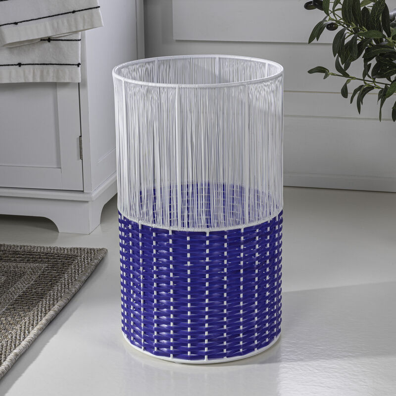 Harper Modern 2-Tone Faux Wicker Cylinder Waste Basket