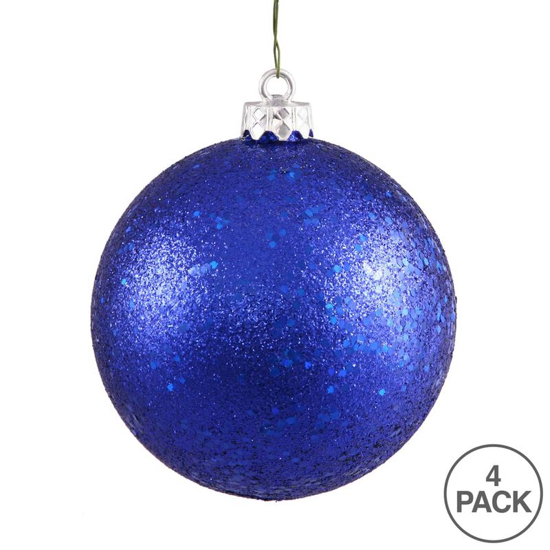 Vickerman 6" Cobalt Sequin Ball Ornament, 4 per Bag image number 2