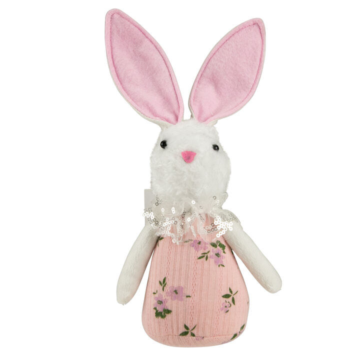 11" Pink Spring Floral Easter Bunny Figure