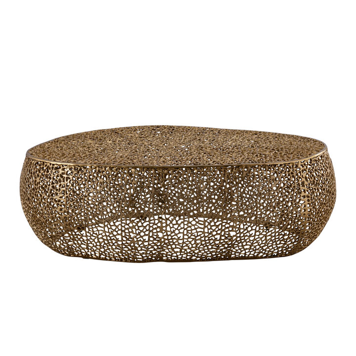 Iveressae Silver Oval Open-Mesh Coffee Table