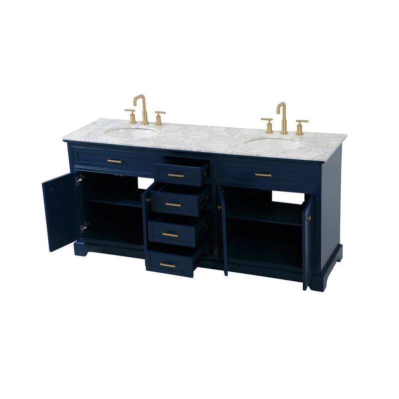Elegant Kitchen and Bath 72 inch double bathroom vanity in blue