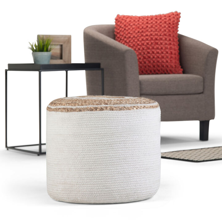 Simpli Home Serena Round Braided Pouf